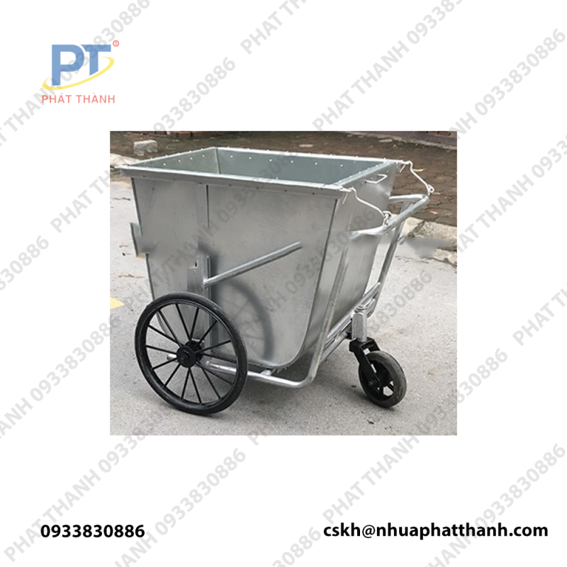 Thùng rác nhựa 240l nắp hở HDPE có bánh xe - màu xanh lá