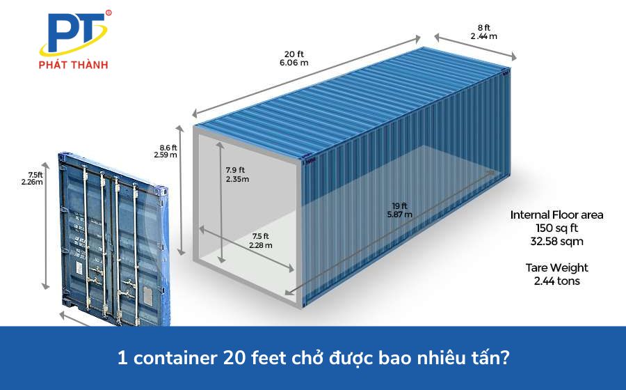 [Giải đáp] Chi tiết 1 container 20 feet chở được bao nhiêu tấn?