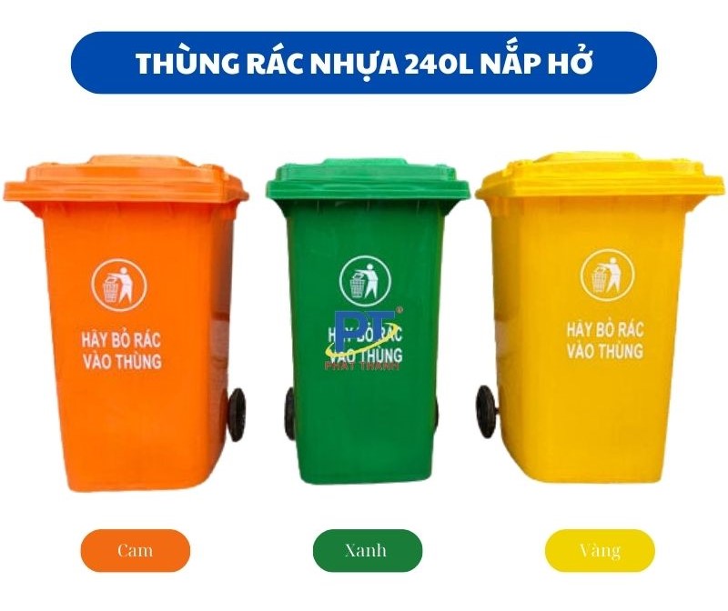 Thùng rác nhựa 240l có nhiều màu sắc 