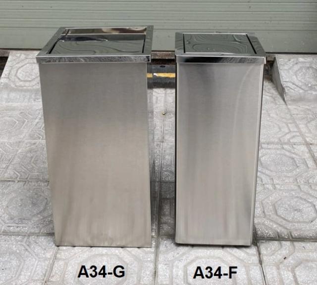 Thùng rác vuông nắp lật theo chất liệu inox