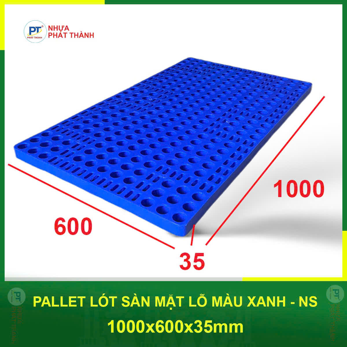 Pallet nhựa lót sàn kho lạnh 1000x600x35mm