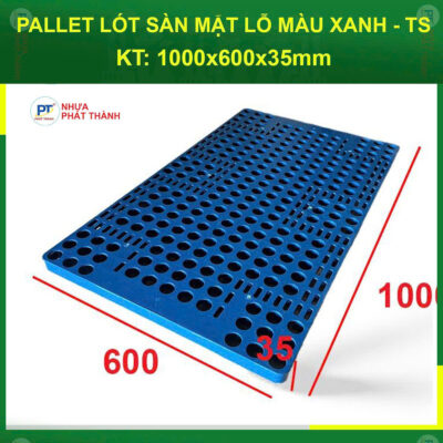 Pallet lót sàn mặt lỗ màu xanh tái sinh - 1000x600x35mm