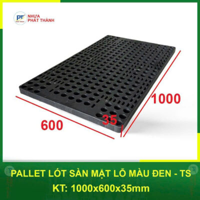 Pallet lót sàn kho lạnh màu đen tái sinh - 1000x600x35mm